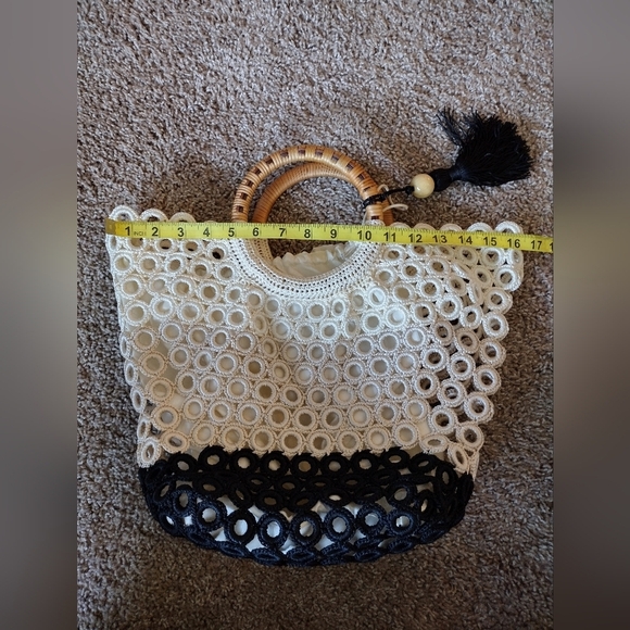 Studio Collection Crochet Tote Bag with Woven Handle - Picture 11 of 12
